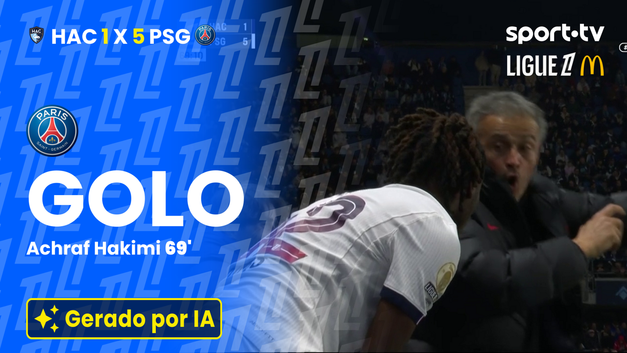 ▶️ Hakimi completa o hat-trick e leva o PSG ao 5-1 em Le Havre