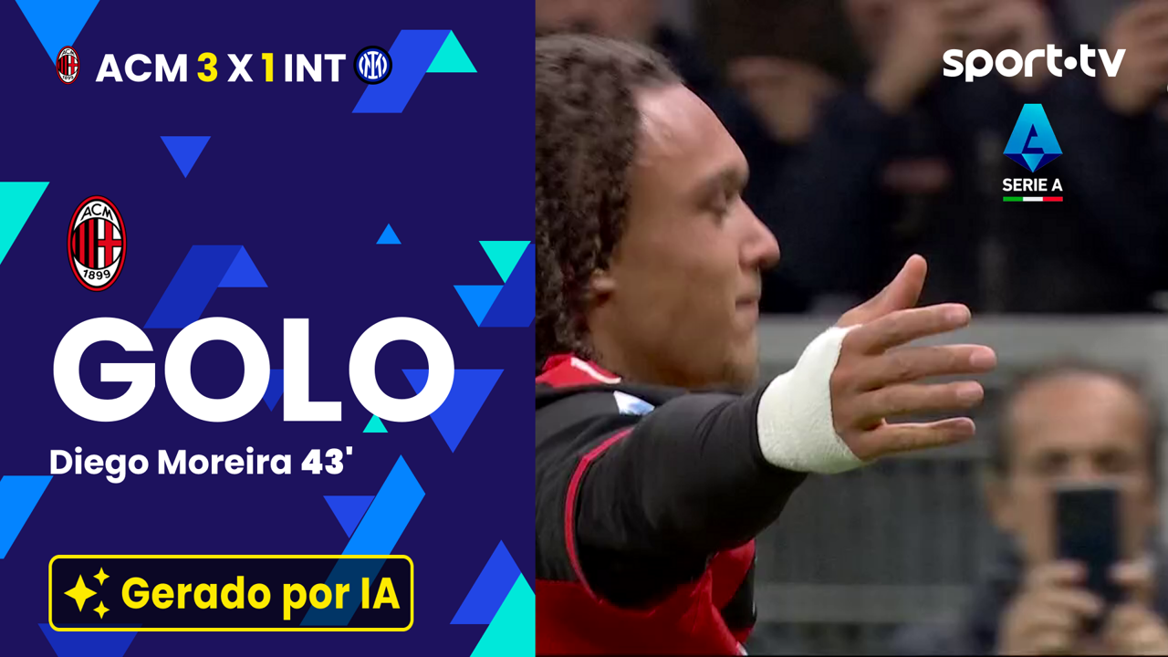 ▶️ Livre de Diego Moreira volta a alargar a vantagem do AC Milan no dérbi de Milão