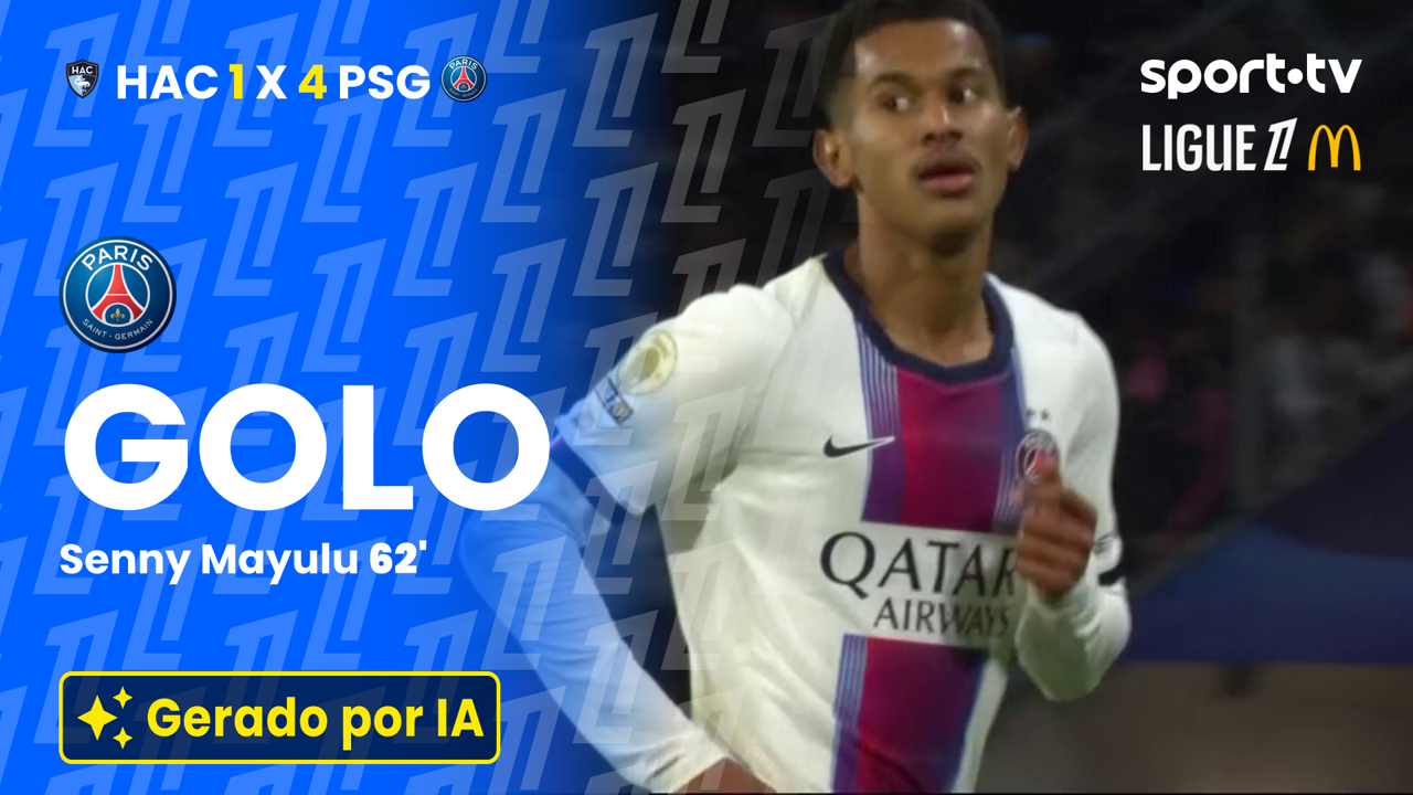 ▶️ Mayulu assina o 4-1 após nova assistência de Hakimi em Le Havre