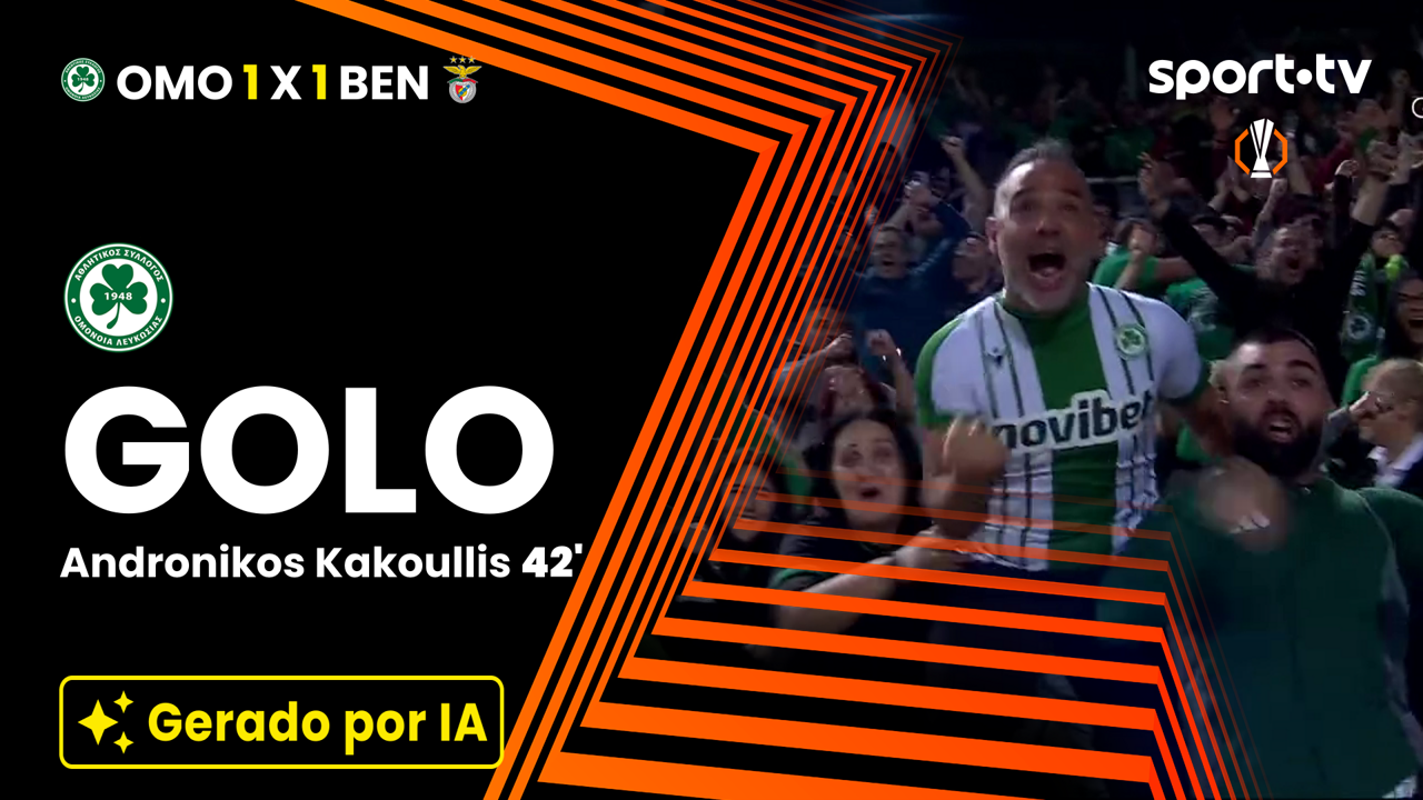▶️ De cabeça, Kakoullis empata para o Omonia após cruzamento de Montnor ⚽