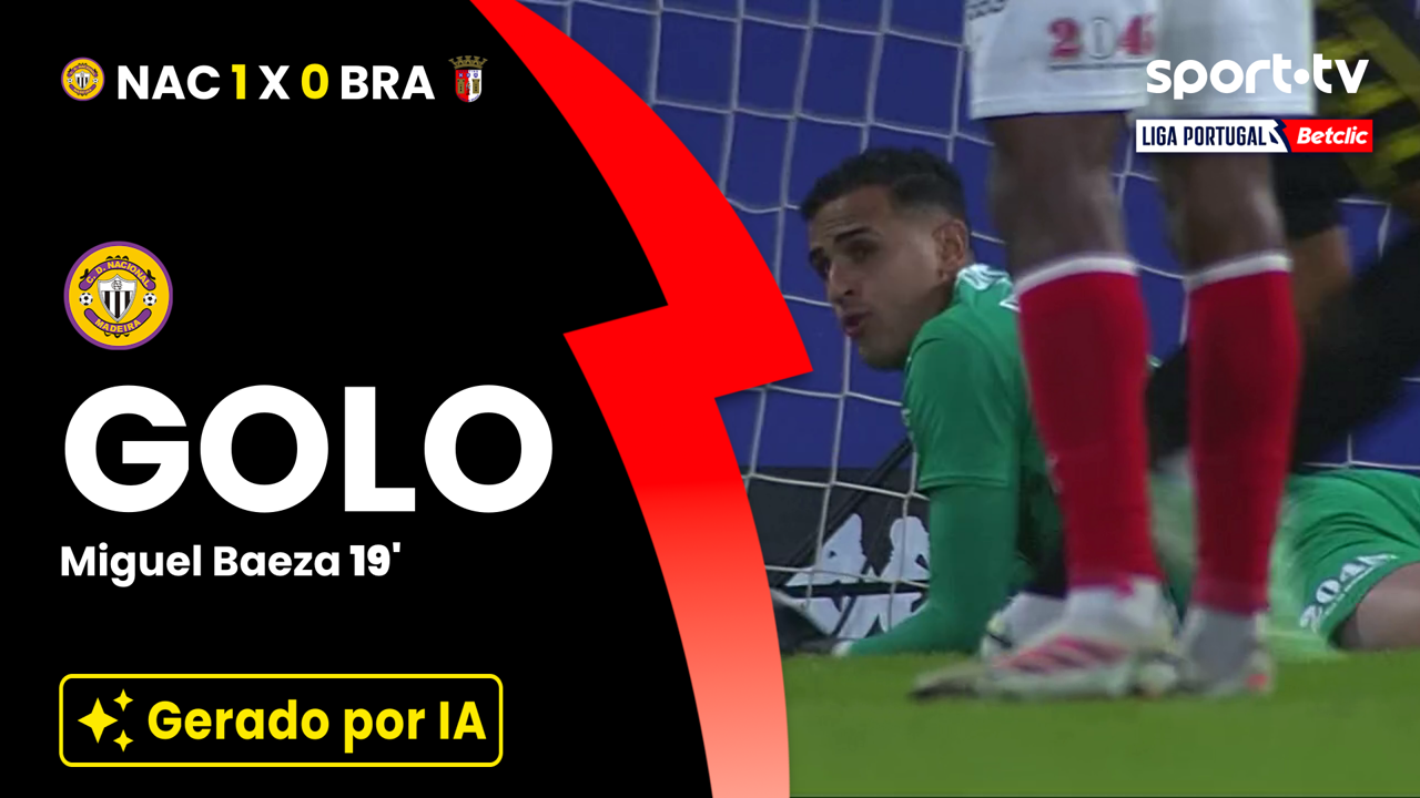 ▶️ Remate de Miguel Baeza faz o primeiro para o Nacional frente ao Braga 💥