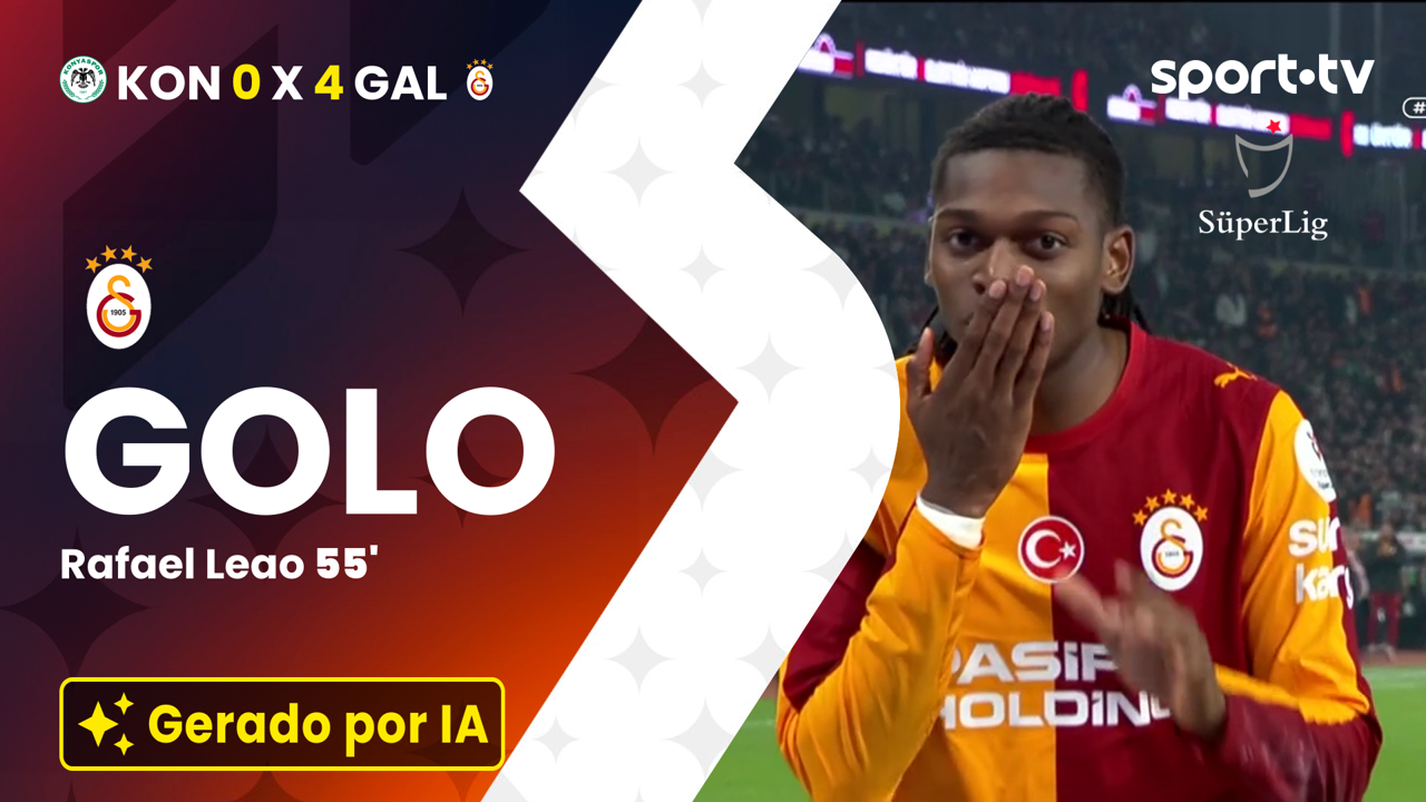 ▶️ De penálti, Rafa Leão assina o 0-4 do Galatasaray em Konya