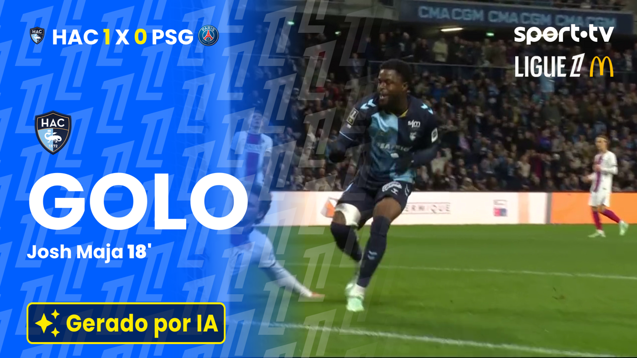 ▶️ Remate de Josh Maja, após assistência de Rayan Fofana, faz o primeiro para o Le Havre
