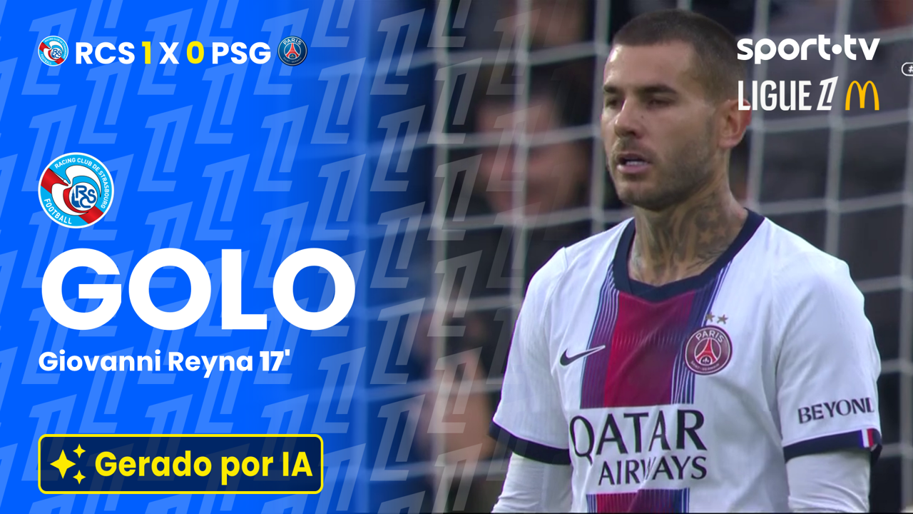 ▶️ Remate de Reyna abre o marcador para o Strasbourg frente ao PSG ⚽